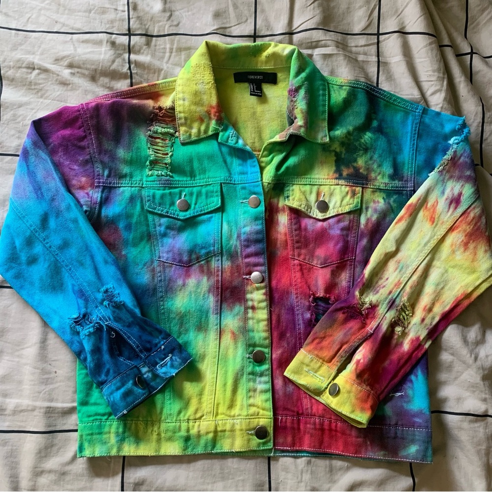 Hand Tie Dye Denim Jacket Small